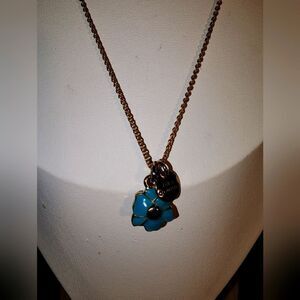 Juicy Couture necklace, blue flower with gemstones 18"+4"
